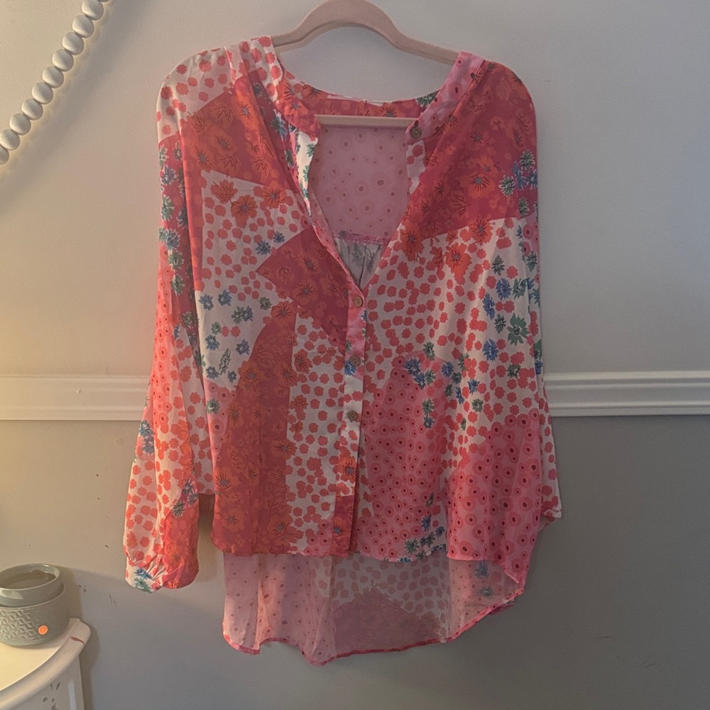 Floral Patchwork Sheer Blouse